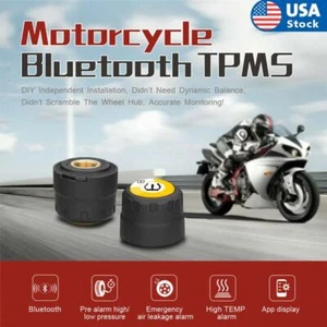 TPMS Bluetooth 5.0 Tire Pressure Monitor System 2 External Sensor for Motorcycle - Picture 1 of 11