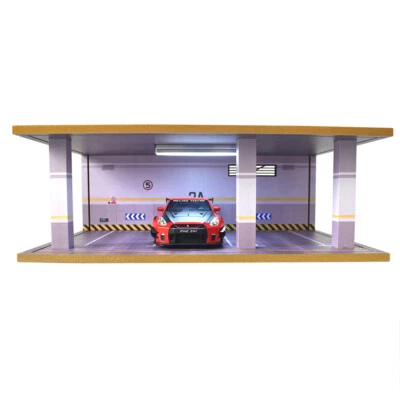 Car Storage Garage 3 Parking Spaces Scene Display case Light for 1:24 car model - Image 1 of 2