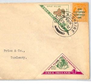 IRELAND EIRE Cover *ONE COUNTRY* Triangular PROPAGANDA LABELS Dunleary 1957 XT95 - Picture 1 of 8