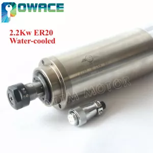 Motor de husillo CNC 2.2 KW ER20 220 V refrigerado por agua 24000 rpm fresado de grabado enrutador - Imagen 1 de 7
