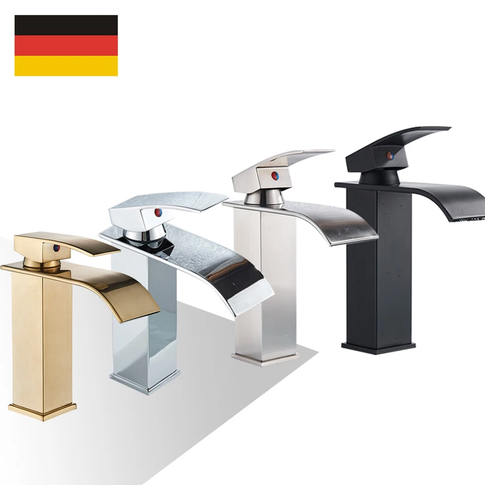 Wasserfall Waschtischarmatur Wasserhahn Bad Kaltes und Heißes Einhandmischer DE - Bild 1 von 1
