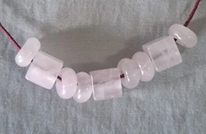 Rose Quartz Necklace On Burgendy Bliss Hemp. - Picture 1 of 2