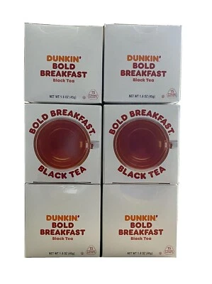 DUNKIN’ DONUTS Dunkin Donuts Pyramid Sachet Tea Bold Breakfast 90 Tea Bags -6 Packs of 15 Bags