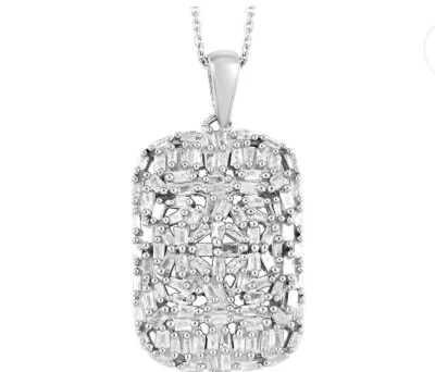 Collar colgante con racimo de diamantes cadena de 20 pulgadas platino sobre plata de ley 1,00 ctw Foto 1 de 2