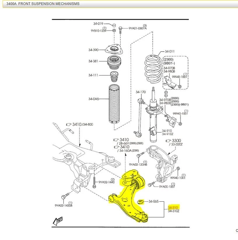 Подлинный передний нижний рычаг управления для Mazda3 2010 - 2013 годов выпуска BBM2-34-300A OE - Изображение 1 из 1