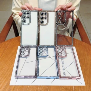 For Smausng Galaxy S25 Ultra S24 Plating Diamond Clear Silicone Soft Case Cover - Picture 1 of 13