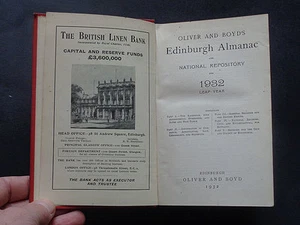 EDINBURGH ALMANAC & NATIONAL REPOSITORY For 1932: Scotland / Advertising / Trade - Imagen 1 de 9