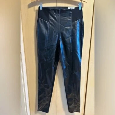 Faux Leather Front/Fabric Back High-Rise Skinny Leg Pants, sz S, $79 Retail-NWT - Image 1 of 4