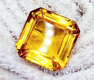 Yellow Topaz Square Shape 72.30+ Ct Certified Loose Gemstone With Free Gift - Image 1 of 4