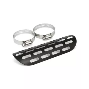 Black Old School Slotted Exhaust Heat Shield Cover (<60mm) Highway Hawk 65-559 - Picture 1 of 4