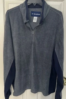 NordicTrack men’s 2XL XXL fleece quarter zip gray/navy blue - Image 1 of 4