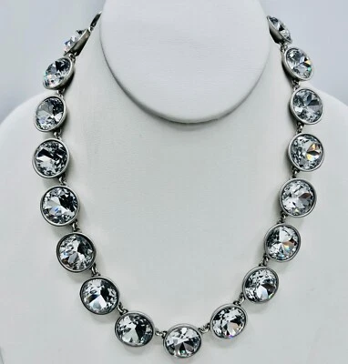 Collar de piedras preciosas Juicy Couture cristales grandes tono plata pavé palanca 19" N284 Foto 1 de 3