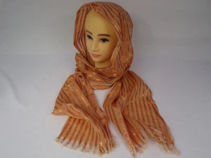 Vintage Designer Iridescent Sparkling Scarf 84" Semi Sheer Stripe Pattern D25 - Picture 1 of 6