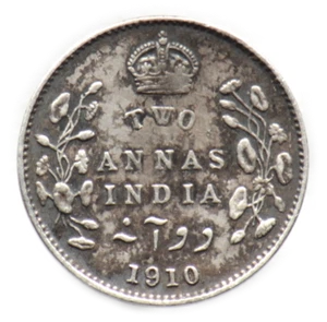 2 Annas 1910 British India (Silver) - Picture 1 of 2