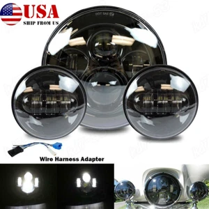 7Inch 140W LED Headlight Hi/Lo + 2Pcs 4.5Inch 80W Fog Light for Harley Davidson - Picture 1 of 8