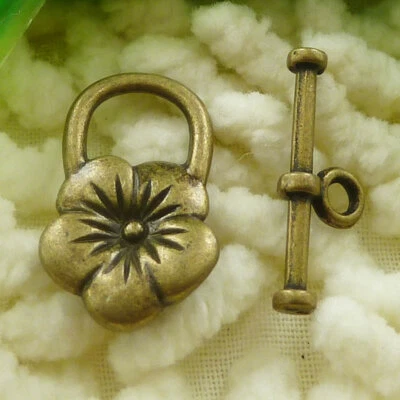 102 Sets Bronze Plated Flower Toggle Clasps 22X13MM 21X8MM S1984 - Image 1 of 4