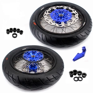 KKE 17" Supermoto Tire Wheel Rims Fit Yamaha WR250F WR450F 2019-2024 YZ250X Blue - Picture 1 of 13