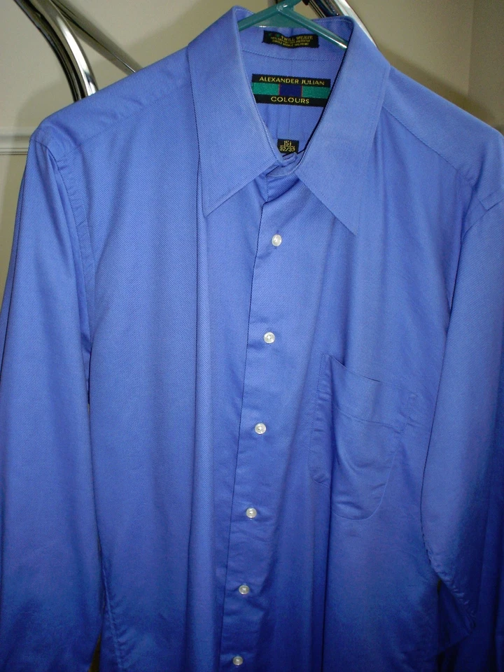 Camisa de vestir azul Alexander Julian--talla tejido sarga =15 1/2 --32/33 Foto 1 de 1