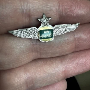 Vtg Air America Pilot Wings Star Enamel Lapel Pin CIA Airline Vietnam Era Style - Picture 1 of 3