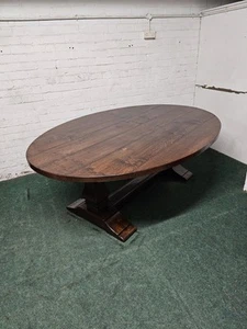 STUNNING BYLAW OAK LARGE OVAL FARMHOUSE REFECTORY TABLE/LARGE PLANKED TABLE - Picture 1 of 24