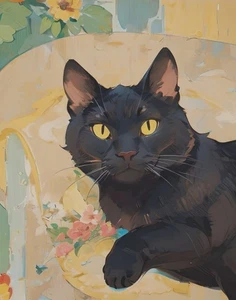 Buy 2 Get the 3rd FREE,  11 x 14,  Art PRINTS, Wall Art, Black Cat Art Print - Picture 1 of 4