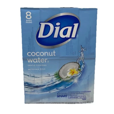 Dial Cuidado de la Piel Barra Jabón Agua de Coco Limpieza Suave 4 Onzas, Paquete de 8 Barras Foto 1 de 3