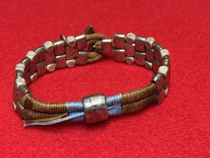 Anne Heche Personally Owned & Worn Silver Metal Bead Leather Bracelet - Picture 1 of 9