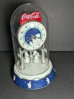 Coca-Cola Cerámica Oso Polar Vintage 2001 Aniversario Reloj Cúpula Oso Giratorio Foto 1 de 4