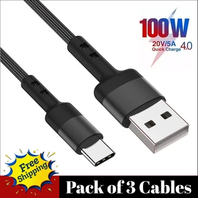 USB A to Type C Fast Charger Cable 3A For Samsung Mobile Phone Lead USB C Cable - Image 1 of 4