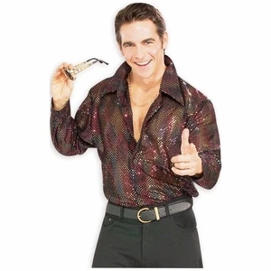 Sequin Disco 70s Hippie Groovy Boogie Adult Mens Costume Shirt - Picture 1 of 1