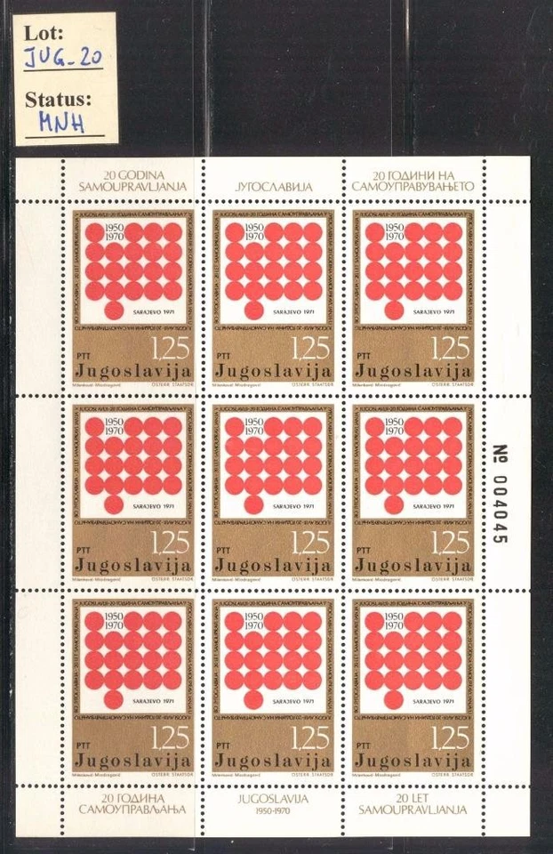 JUG_20 - YUGOSLAVIA. Hermosa mini sábana 1970. MNH. Foto 1 de 1