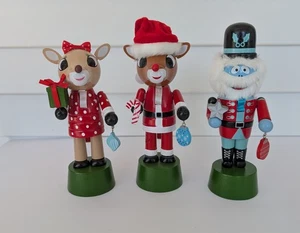 3 Dan Dee Rudolph The Red Nose Reindeer Wood Nutcracker Clarice Bumble Christmas - Picture 1 of 15