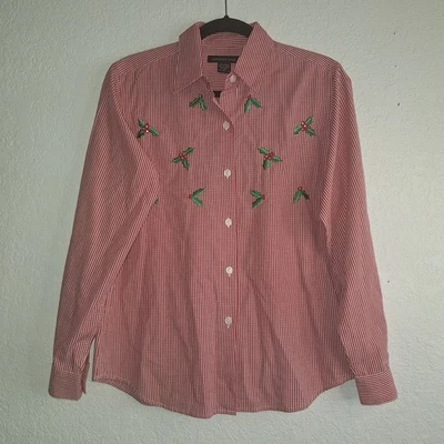 Camisa Impressons Holly Navidad Cuadros Guinga Botón Talla 10/Mediana  Foto 1 de 4