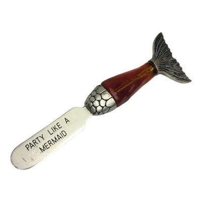 Party Like A Mermaid 丙烯酸尾手柄不锈钢黄油奶酪刀  — 第 1/4 张图片