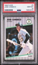 1989 Fleer #5 - Jose Canseco - PSA 10