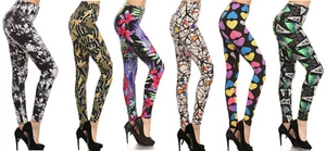 New Printed Leggings Yoga Workout Pants OS S-L Solid Black L08 Hemp Leaves - Picture 1 of 33