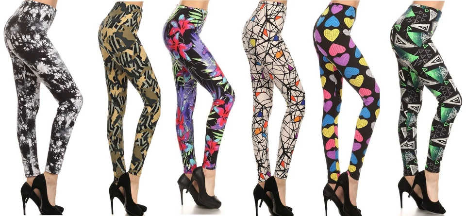 New Printed Leggings Yoga Workout Pants OS S-L Solid Black L08 Hemp Leaves - Image 1 of 1
