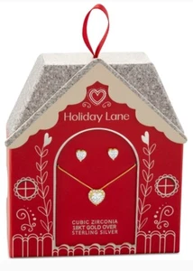 Holiday Lane 2-tlg. Set aus Halskette & Ohrstecker mit Zirkonia Herz Pavé Anhänger - Bild 1 von 4