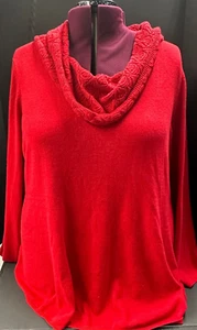 NWT Kim Rogers Curvy Women's Sweater Cowl Neck Knit Lace Collar Sz 2X - Picture 1 of 3