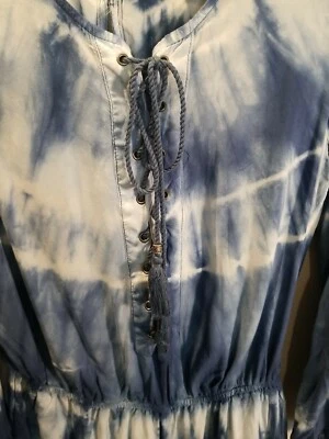 Женский короткий комбинезон American Eagle S Blue Tie Dyed Ombre Boho Festival Coastal - Изображение 1 из 4