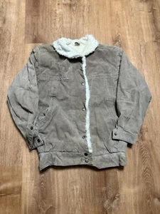 Giacca Vintage Suede Leather Jacket Womens Medium Beige Tan Y2K Quilt Lined - Picture 1 of 11