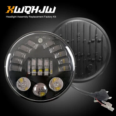 Pair For Chevy C10 K10 K20 K5 1975-1980 7" inch Round LED Headlights Hi/Lo Beam - Image 1 of 4