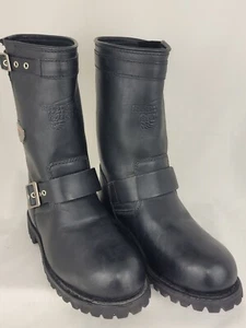 Red Wing Engineer 988 Steel Toe Motorctcle Boots Black Leather Biker Mens 8 D - Picture 1 of 16
