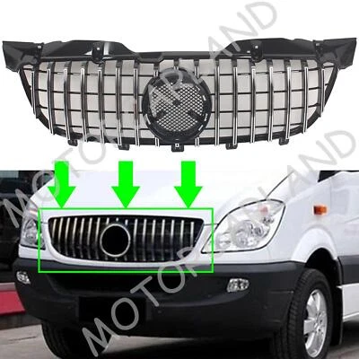 Car Front Bumper Grille Grill For Mercedes Benz W906 Sprinter 2009-2013 Chrome - Image 1 of 4