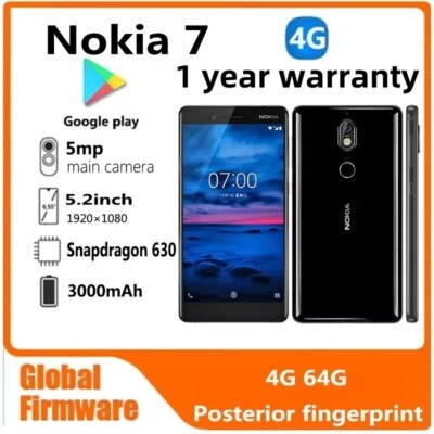 Original Nokia 7 64GB + 4GB 16MP 4G LTE Android Unlocked Smartphone New Sealed - Image 1 of 4