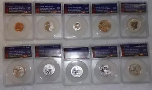 2018 S REVERSE PROOF SILVER ANACS RP70 10 COIN SET CENT THRU KENNEDY & QUARTERS - Picture 1 of 4