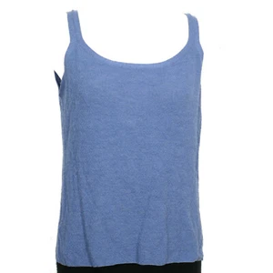 EILEEN FISHER Lake Blue Washable Wool Fine Crepe Knit Cami Top PL - Picture 1 of 3