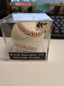 AUTOGRAPHED BASEBALL WANDY RODRIGUEZ HOUSTON ASTROS SLIGHTLY FADED - Picture 1 of 4