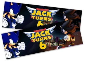 x2 Personalised Birthday Banner Sonic Kid Adult Party Decoration Poster 126 - Picture 1 of 4