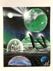 VINTAGE GRAFFITTI SURREAL ORIGNAL PAINTING PSYCHEDELIC UFO SPACE ART